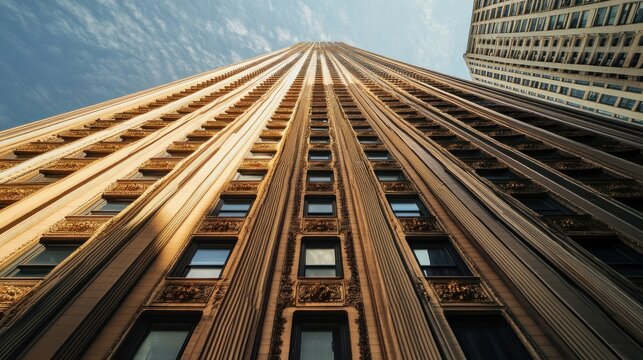 A low angle perspective of a tall building in the city