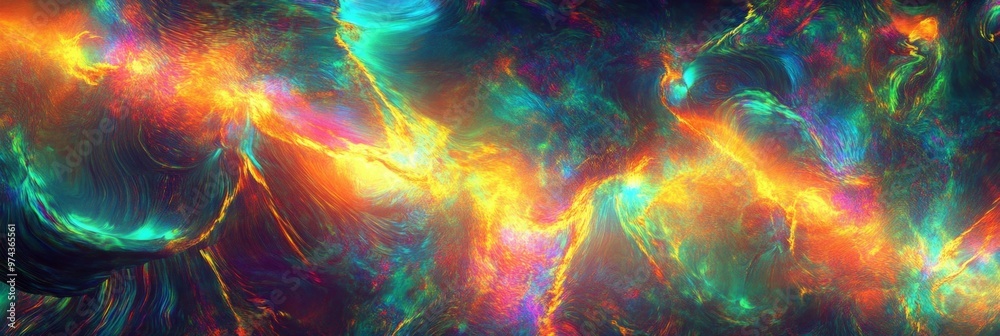 Poster holographic illusions create vibrant patterns in a dynamic abstract display