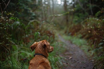 A dog exploring a new trail, its senses on high alert and its curiosity piqued