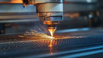 cnc laser cutting machine in action, demonstrating precise metal cutting, automated production processes, and the advanced technology used in modern industrial manufacturing environments