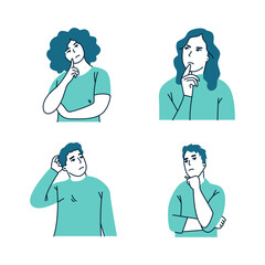 person is thinking vector flat illustration