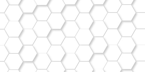 Vector abstract 3d white hexagon realistic mesh cell honeycomb texture. geometric white grid emboss hexagonal background. luxury emboss honeycomb white pattern shadow polygonal square web connection.