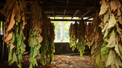 Tobacco Leaves Drying in a Barn