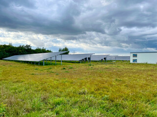 Clean energy against the backdrop of nature - solar panels and ecology