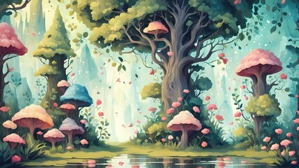 Illustration of cartoon season floral background design