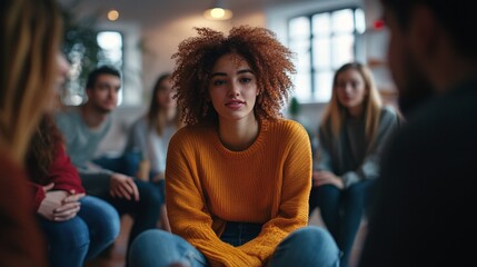 interactive session with young people for discussion and support, highlighting group dialogue, social interaction, and community engagement in a supportive environment