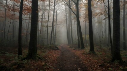 a dark, atmospheric autumn landscape