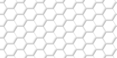 White pattern shadow polygonal square web connection. Vector abstract 3d white hexagon realistic mesh cell honeycomb texture. geometric white grid emboss hexagonal background. luxury emboss honeycomb 