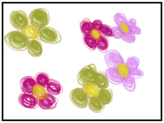 Flower back ground with white space green pink purple . High quality illustration