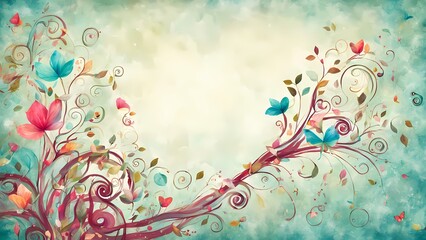 Illustration of cartoon season floral background design