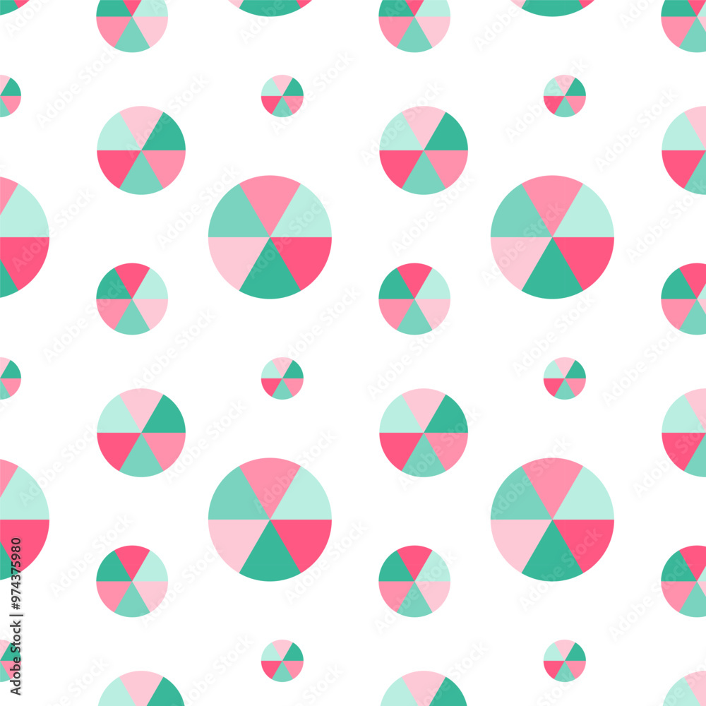 Wall mural geometric seamless pattern.colorful round circles repeat pattern isolated on white.vector graphic ba
