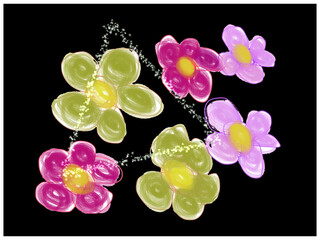Background with colorful flowers green pink and purple . High quality illustration