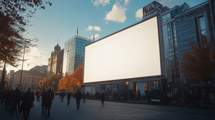 Obraz premium Big blank white screen at the city.