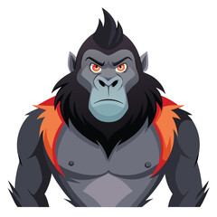 Obraz premium Print Handsome Gorilla Clipart Vector Featuring Detailed Illustrations of a Powerful Ape in Various Poses for Design Projects