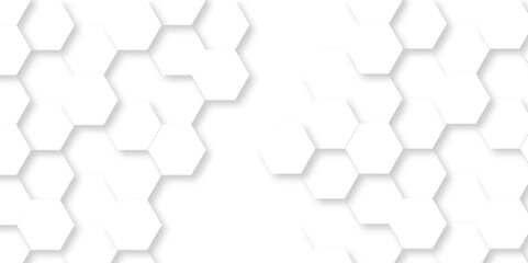 Honeycomb geometric white grid emboss hexagonal background. Vector abstract 3d white hexagon realistic mesh web cell hexagon honeycomb texture. 