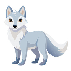 Obraz premium Print Handsome Arctic Fox Clipart Vector Illustration in Minimalist Style Featuring Graceful Winter Animal Design
