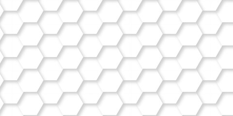 3d white hexagon realistic mesh cell honeycomb texture. geometric white grid emboss hexagonal background. luxury emboss honeycomb white pattern shadow polygonal square web connection.