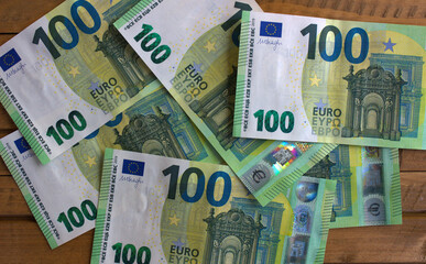 Euro money and coins close-up. The national currency of the European Union