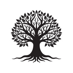 tree silhouette vector, silhouette vector, isolated on white background, black and white silhouette, vector and illustration