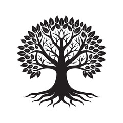 tree silhouette vector, silhouette vector, isolated on white background, black and white silhouette, vector and illustration