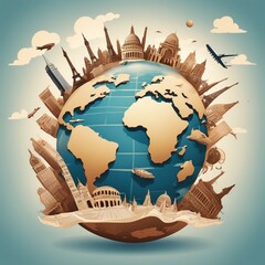 "Journey Across the Globe: An Illustrated Adventure Through Iconic Landmarks"



