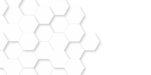 Vector abstract 3d white hexagon realistic mesh cell honeycomb texture. geometric white grid emboss hexagonal background. luxury emboss honeycomb white pattern shadow polygonal square web connection.
