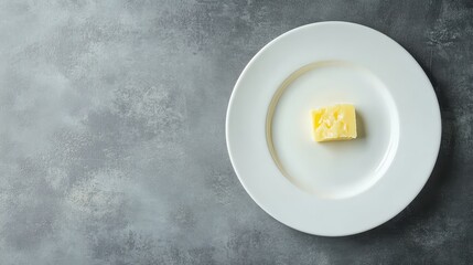 Simple Butter Dish on Minimalist Gray Background