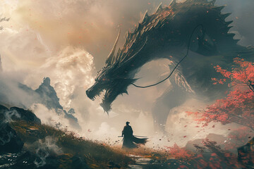 sekiro figting a dragon minimalistic