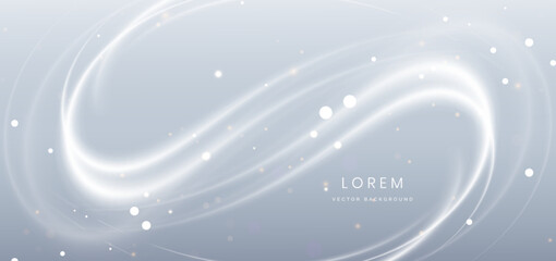 Abstract white wave lines on grey background. with lighting effect sparkle.