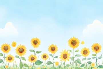 Fototapeta premium A vibrant field of sunflowers under a bright blue sky, perfect for conveying joy, nature, and beauty in any project.