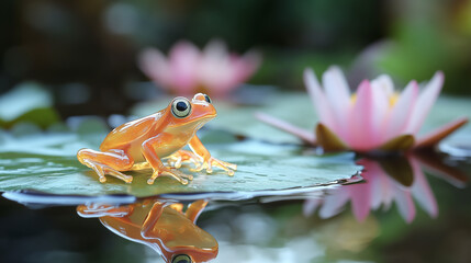 Glass Frog on Waterlily: A Moment of Serenity
