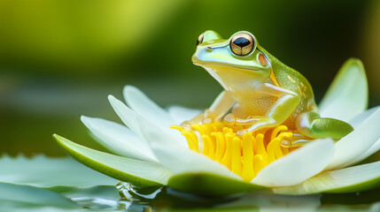 Glass Frog on Waterlily: A Moment of Serenity