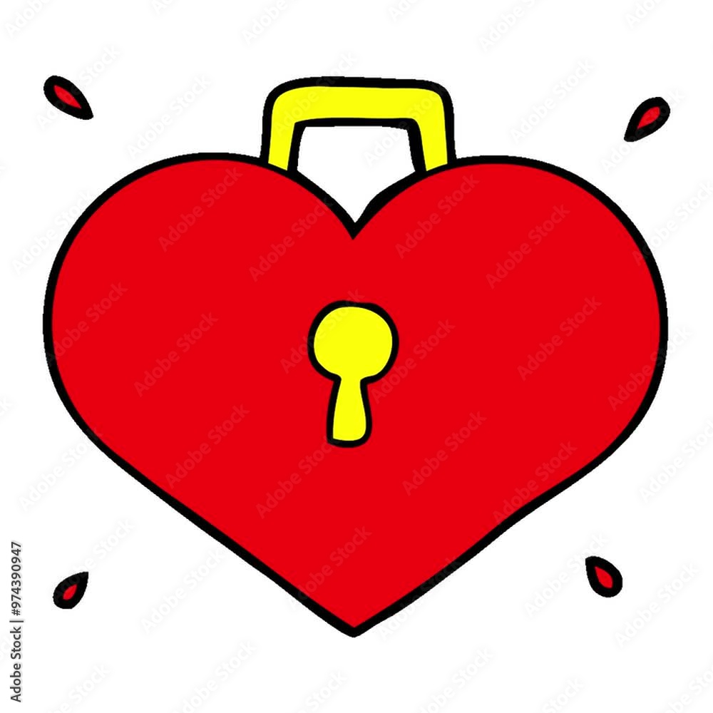 Sticker cartoon love heart with lock