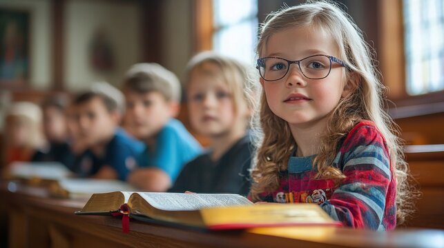 bible study in sunday school classrooms, teaching children the importance of scripture, faith, prayer, and religious teachings, fostering a community of spiritual growth