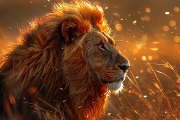 Majestic Lion in Golden Light