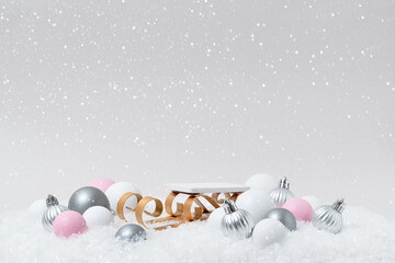 Elegant Christmas Product Presentation Display made with Sleigh Podium for Product Placement and...