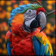 Fototapeta premium Vibrant Scarlet Macaw Portrait