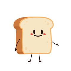 Cute happy toast. Vector cartoon character illustration icon design. Isolated on white background. Bread character design.