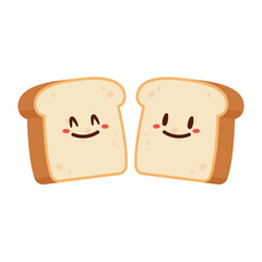 Cute happy toast. Vector cartoon character illustration icon design. Isolated on white background. Bread character design.