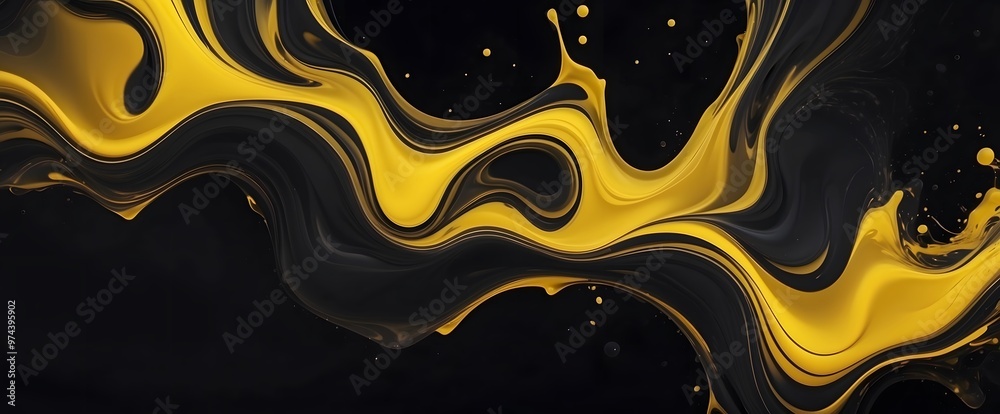 Canvas Prints abstract liquid black and yellow color combination background