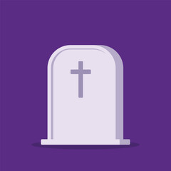 Tombstone vector. Halloween holiday Symbol flat illustration on white background.