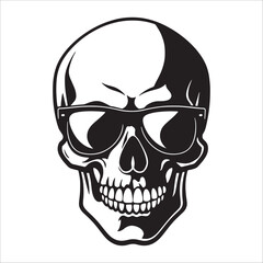 Fototapeta premium Skull with sunglasses vector illustration isolated on a white background.