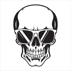 Fototapeta premium Skull with sunglasses vector illustration isolated on a white background.