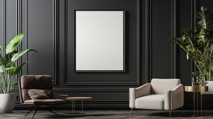 Elegant Home Decor with Mock-Up Picture Frame in a Stylish Living Room Setting