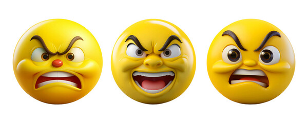 Fototapeta premium Grimacing face emoji set. 3d emoticon with a grimace on white background