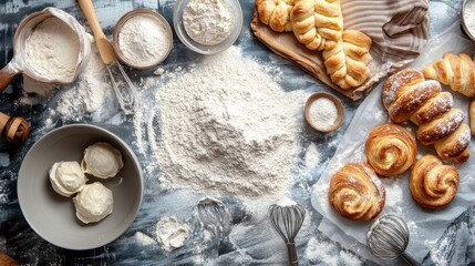 Delightful Bakery Spread: Pastries, Flour, and Baking Essentials