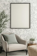 Sophisticated Living Room with Golden Frame and white Accent Chair