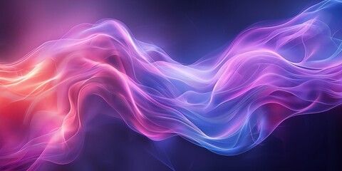 Fototapeta premium Vibrant abstract artwork featuring fluid, colorful waves in pink, purple, and blue gradients background.
