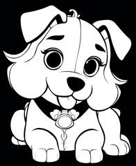 abstract logo dog white on a black background