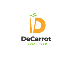 Fototapeta premium Initial Letter A with Carrot Icon for Healthy Food Logo Design Vector Illustration